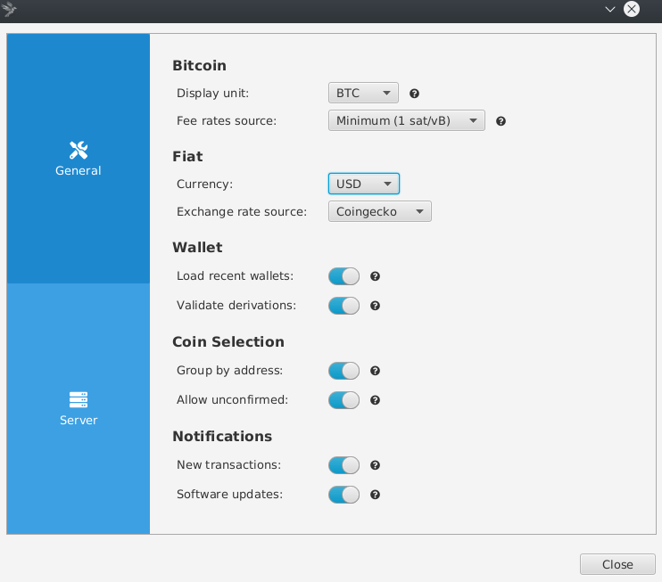 Configuración general de Sparrow