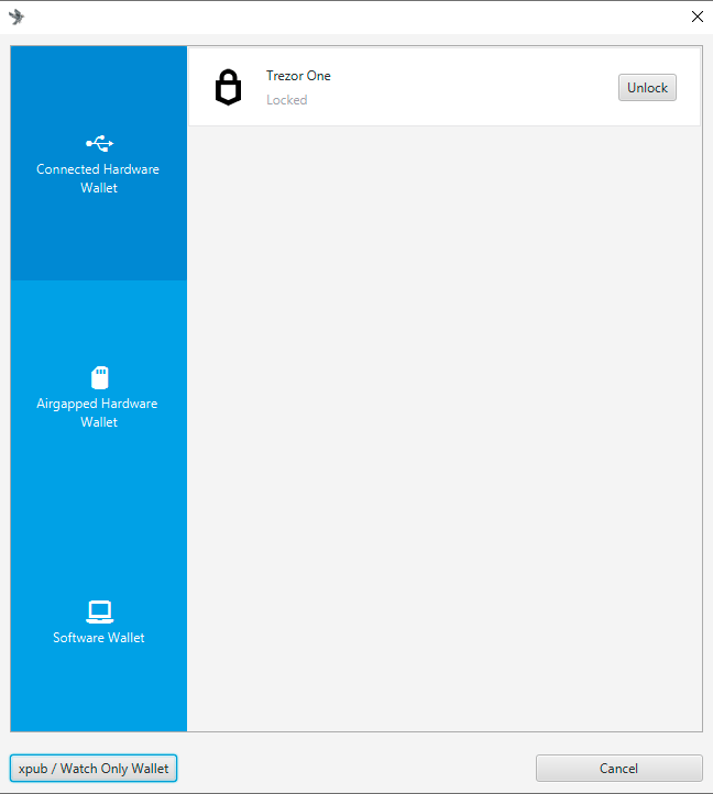 Escaneo de hardware wallets con Sparrow