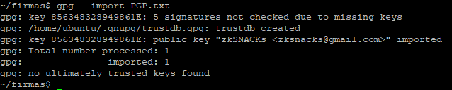 Importación de clave pública desde Linux