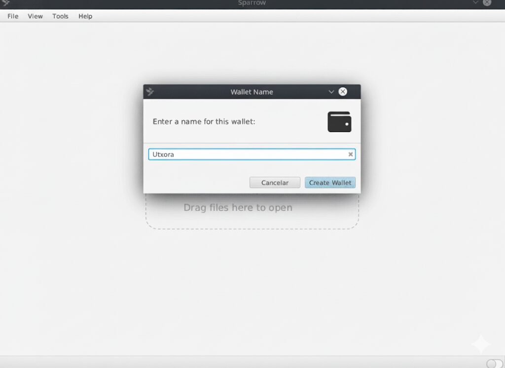 Creación de una wallet en Sparrow